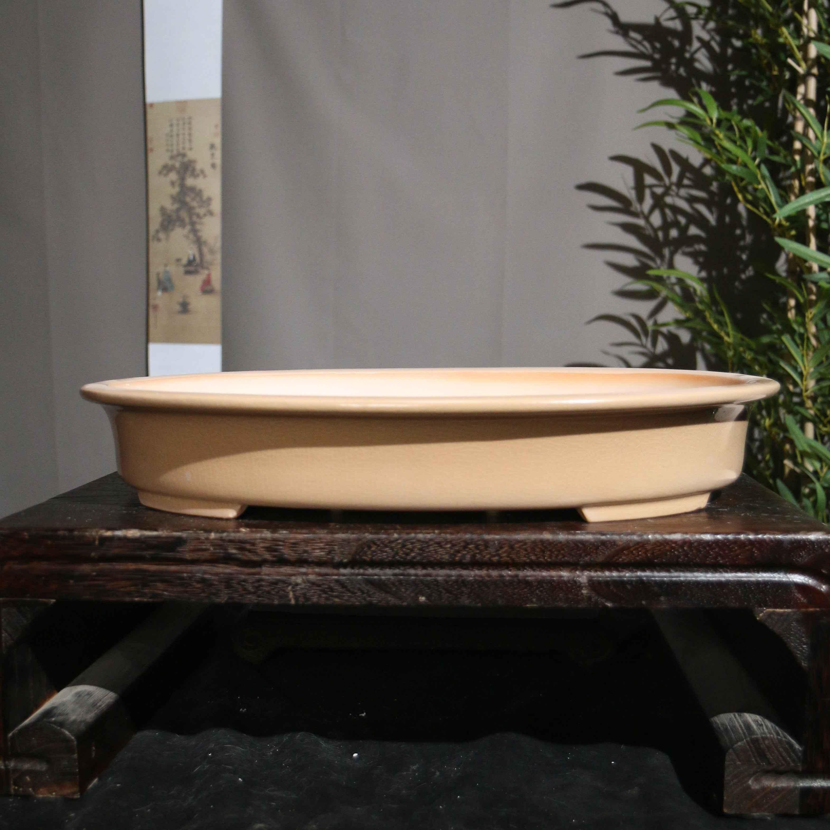 15.3" (39cm) Large Oval Glazed Shallow Traditional Bonsai Forest Pots