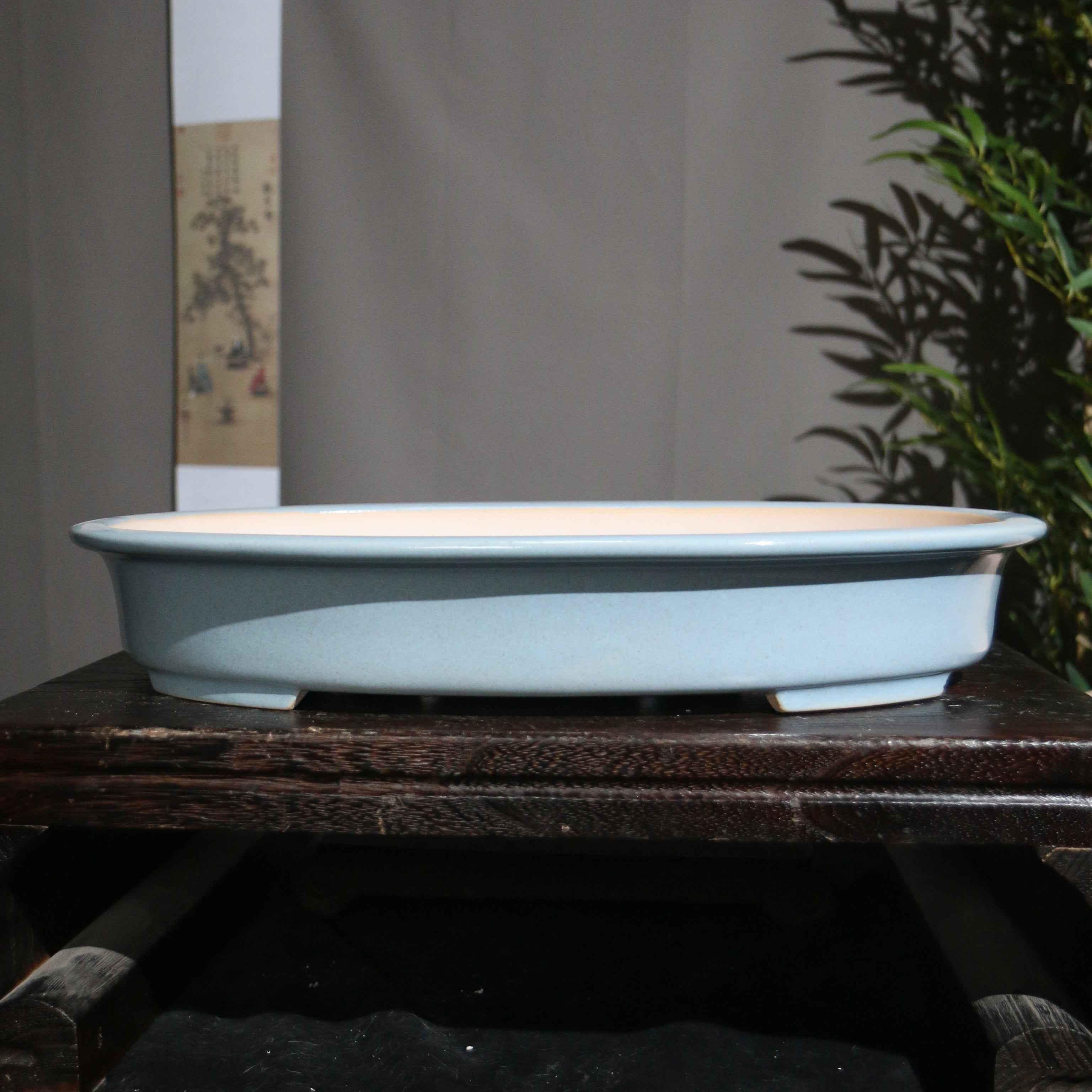 15.3" (39cm) Large Oval Glazed Shallow Traditional Bonsai Forest Pots