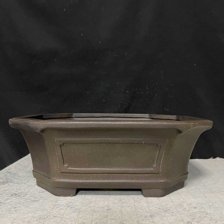 15.3 inch (39cm) Large Rectangular Corner Cut Bonsai Pot w Framed Side Panels