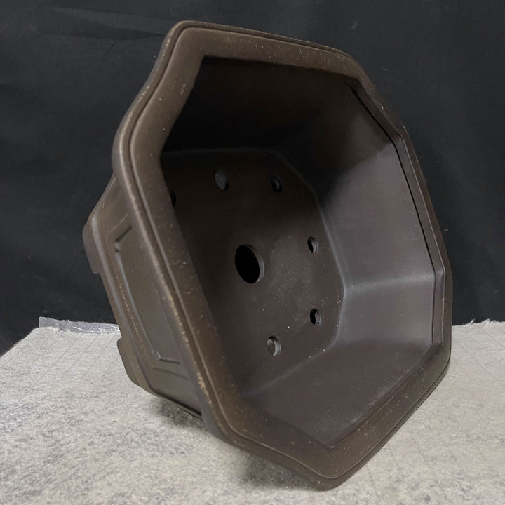 15.3 inch (39cm) Large Rectangular Corner Cut Bonsai Pot w Framed Side Panels Inner Side View