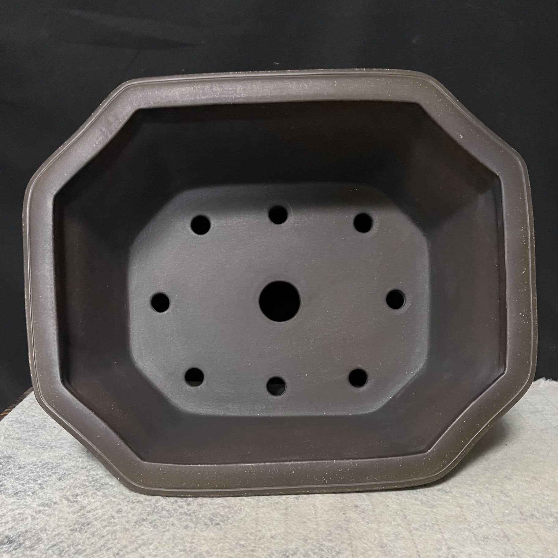 15.3 inch (39cm) Large Rectangular Corner Cut Bonsai Pot w Framed Side Panels Inner View