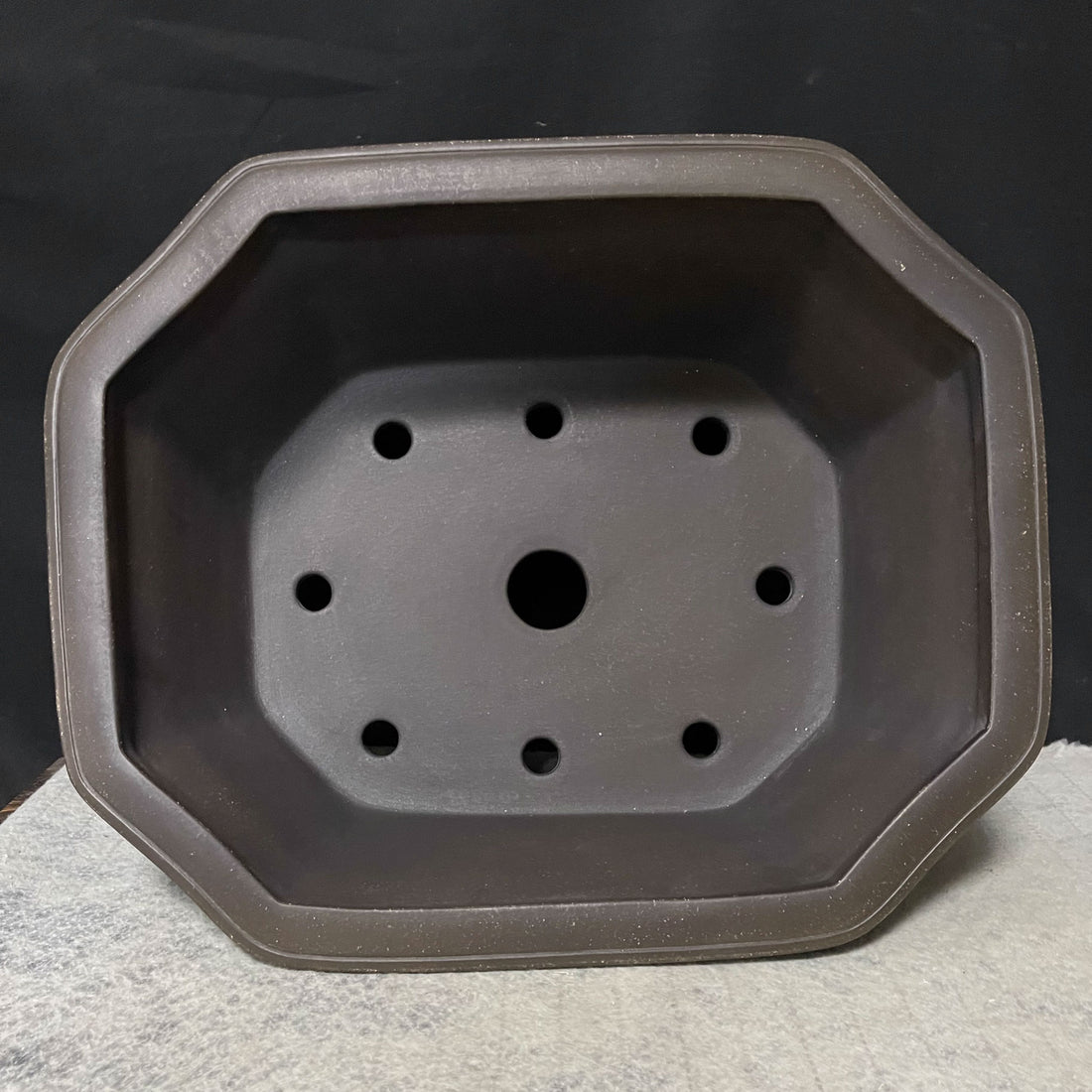 15.3 inch (39cm) Large Rectangular Corner Cut Bonsai Pot w Framed Side Panels Inner View