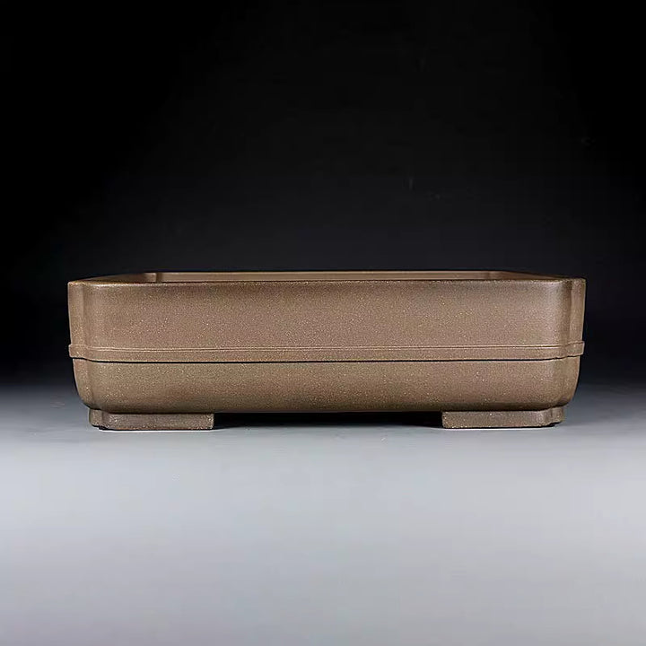 15.5 inch (39.5cm) Large Rectangular Corner-Cut Bonsai Pot w Mid-Body Raised Line
