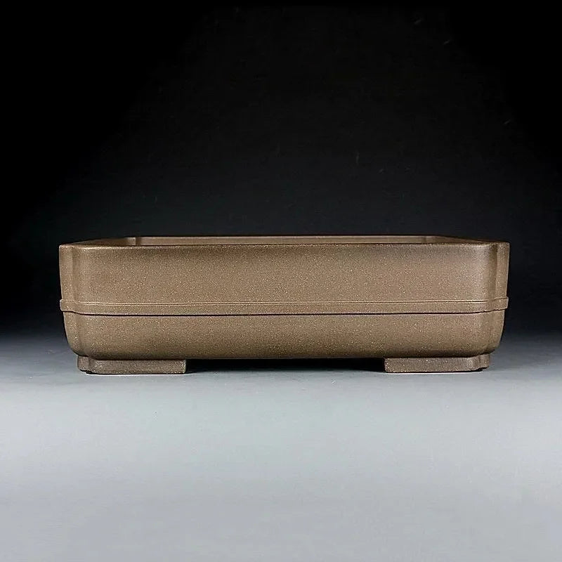 15.5 inch (39.5cm) Large Rectangular Corner-Cut Bonsai Pot w Raised Band