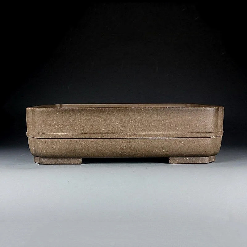 15.5 inch (39.5cm) Large Rectangular Corner-Cut Bonsai Pot w Raised Band