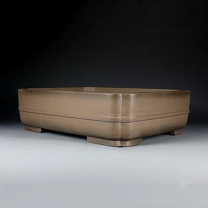 15.5 inch (39.5cm) Large Rectangular Corner-Cut Bonsai Pot w Raised Band Corner View