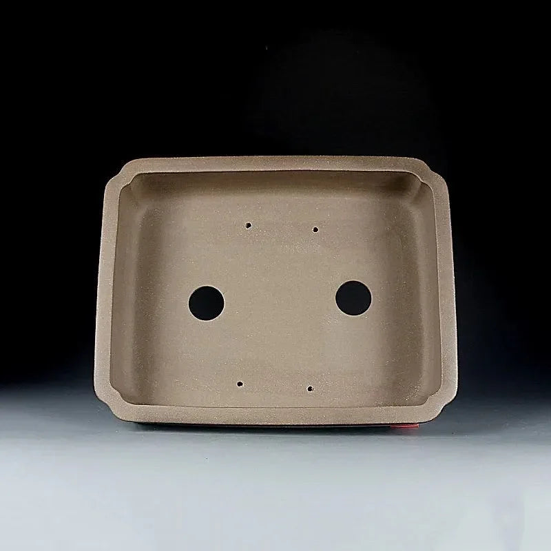 15.5 inch (39.5cm) Large Rectangular Corner-Cut Bonsai Pot w Raised Band Inner View