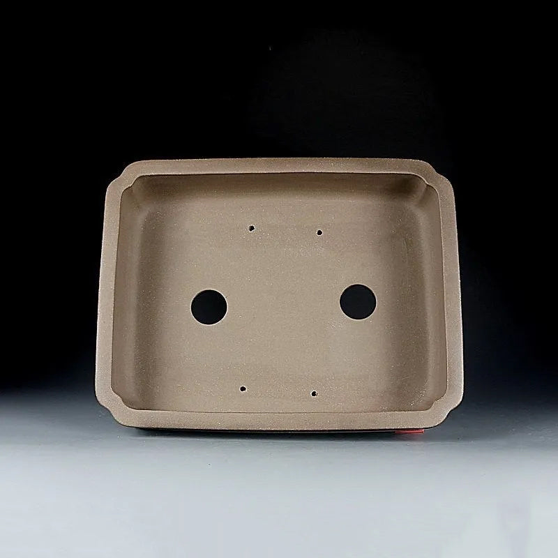 15.5 inch (39.5cm) Large Rectangular Corner-Cut Bonsai Pot w Raised Band Inner View