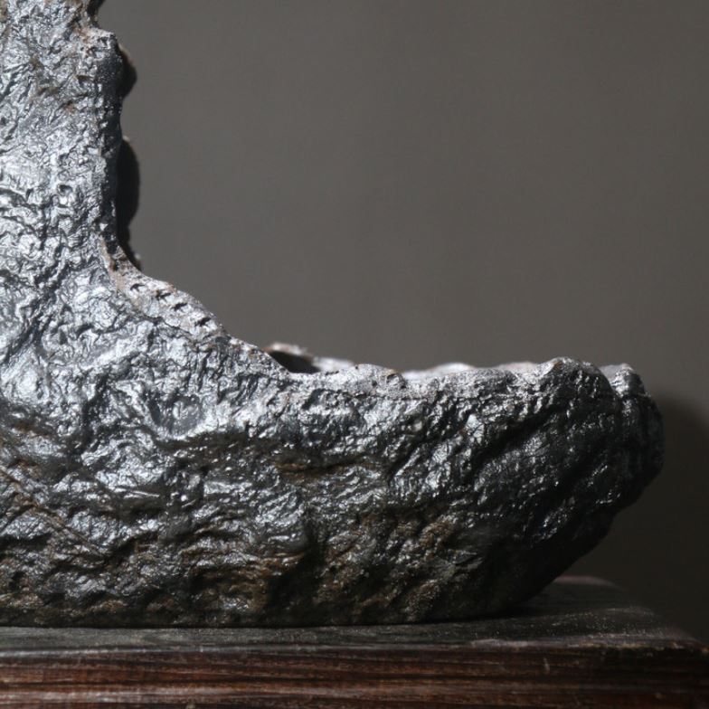 15.7" (40cm) Large Handcrafted Rugged Rock-Like Crescent Bonsai Pot Close Bottom View