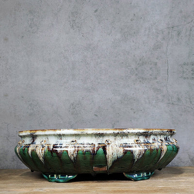 15.7" (40cm) Large Oval Drip Flowing Glaze Exclusive Bonsai Pots Color 1