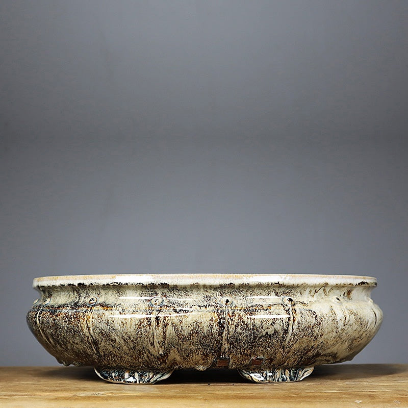 15.7" (40cm) Large Oval Drip Flowing Glaze Exclusive Bonsai Pots Color 2
