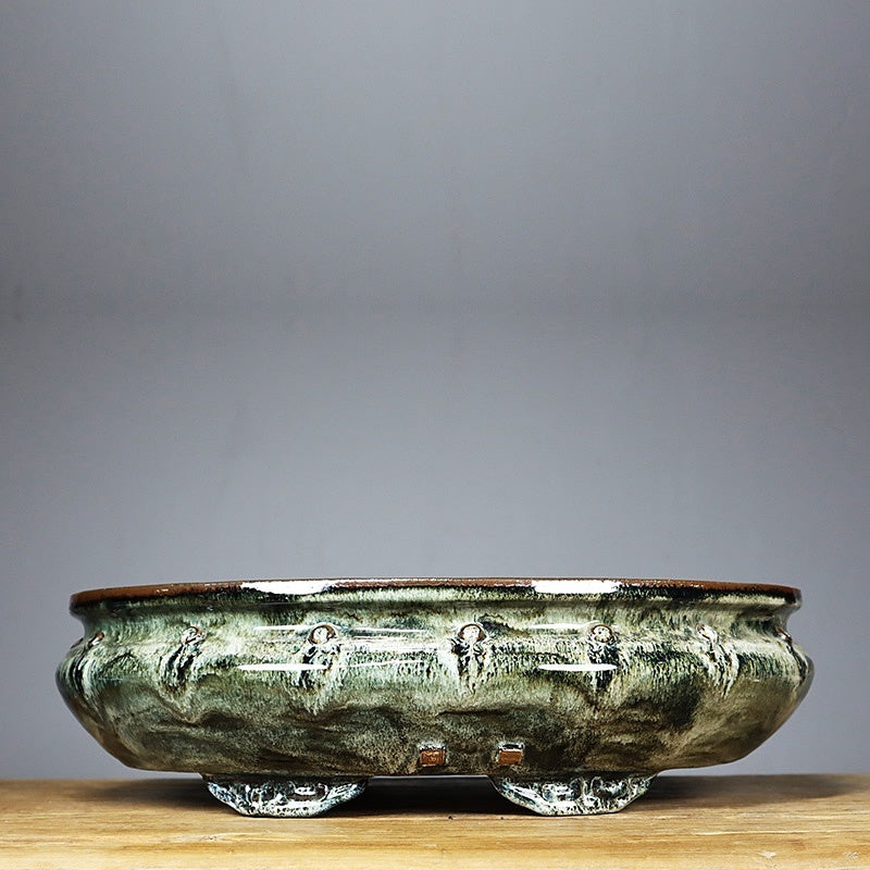 15.7" (40cm) Large Oval Drip Flowing Glaze Exclusive Bonsai Pots Color 3