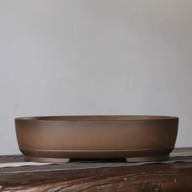 15.7" (40cm) Large Oval Handmade Premium Unglazed Bonsai Pot