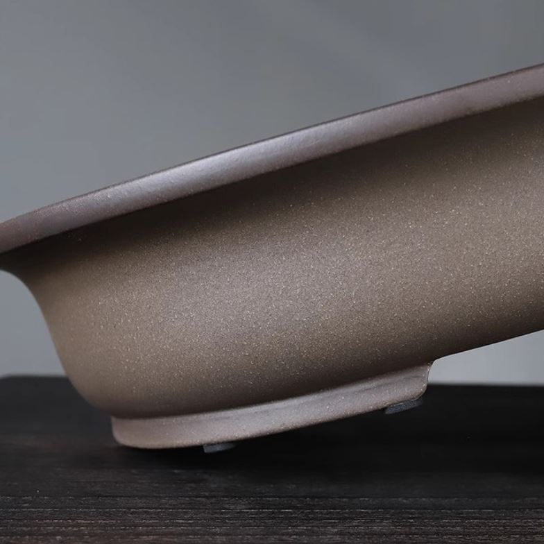 15.7" (40cm) Large Traditional Yixing Clay Oval Handmade Bonsai Pot Close Shot