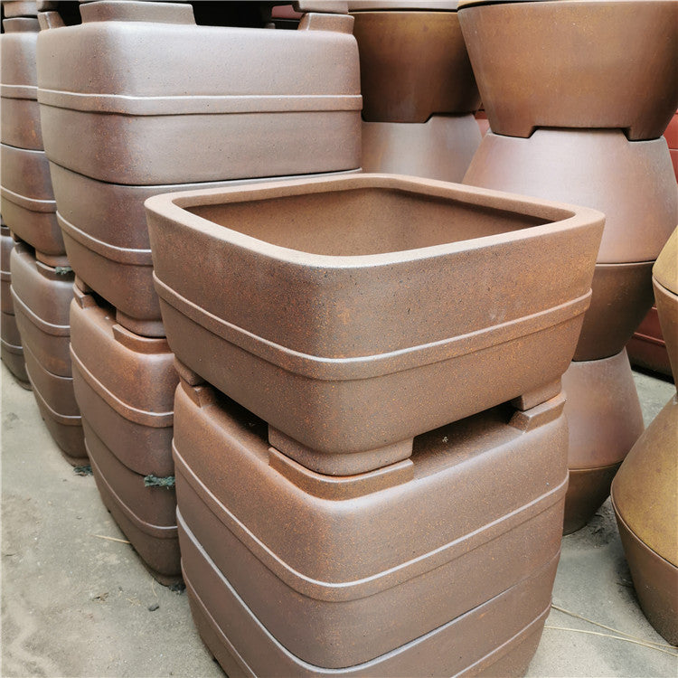 15.7 inch (40cm) Large 7.8 inch (20cm) Deep Square Bonsai Pot w Smooth Rounded Corners Corner View