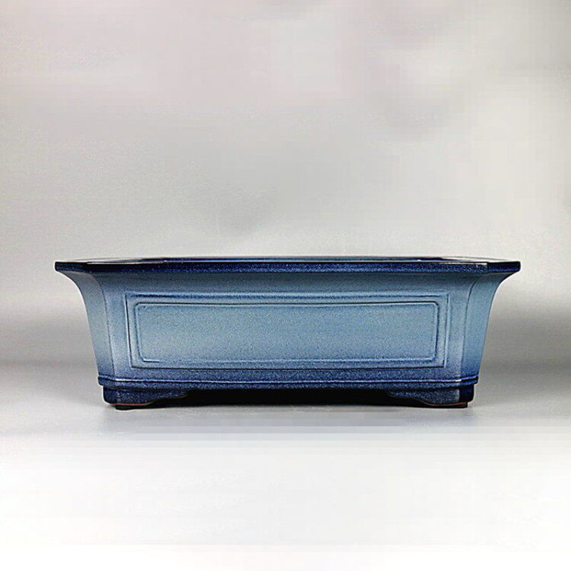 15.7 inch (40cm) Large Corner-Cut Rectangular Blue Multi-Tone Glazed Bonsai Pot