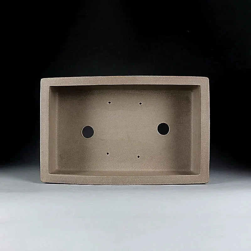 15.7 inch (40cm) Large Flat-Wall Rectangular Bonsai Pot w Block Feet Inner View