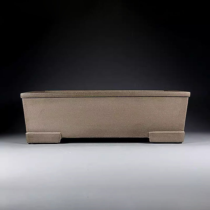 15.7 inch (40cm) Large Flat-Wall Rectangular Unglazed Bonsai Pot w Block Feet