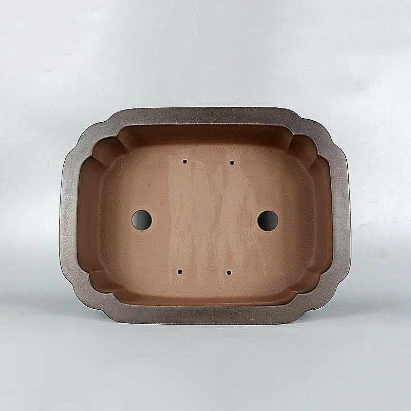 15.7 inch (40cm) Large Handmade Rectangular Bonsai Pot w Faceted Corners Inner View