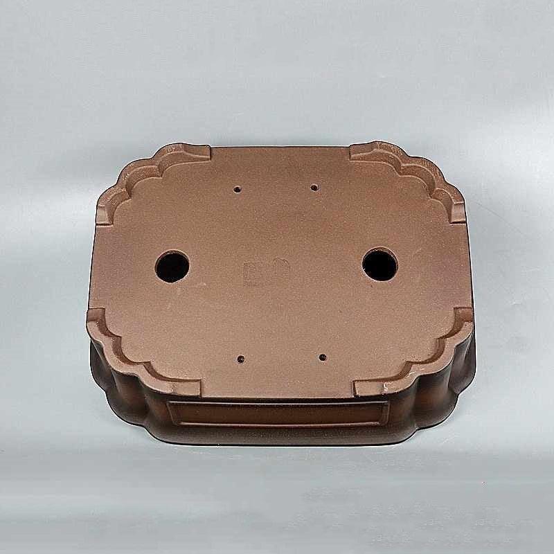 15.7 inch (40cm) Large Handmade Rectangular Bonsai Pot w Faceted Corners Outer View