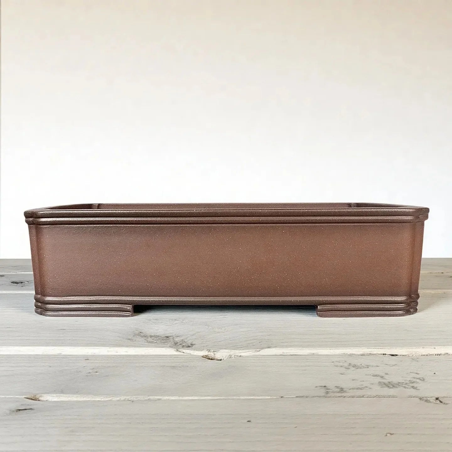 15.7 inch (40cm) Large Handmade Rectangular Bonsai Pot w Raised Line Accents