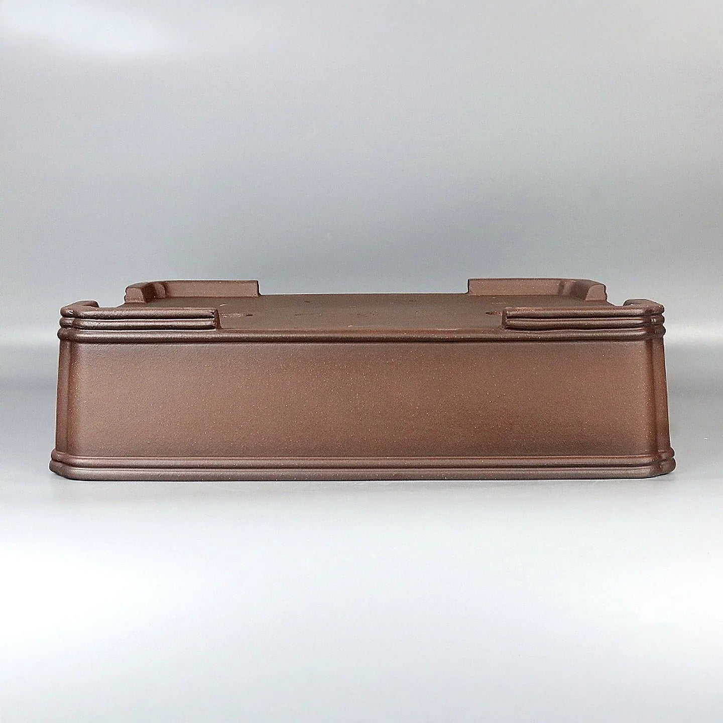 15.7 inch (40cm) Large Handmade Rectangular Bonsai Pot w Raised Line Accents Side View