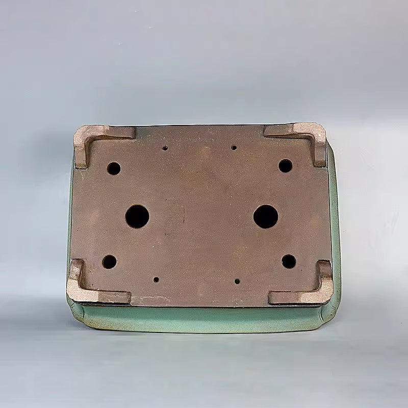15.7 inch (40cm) Large Rectangular Green-Brown Dual-Tone Glaze Bonsai Pot Bottom View