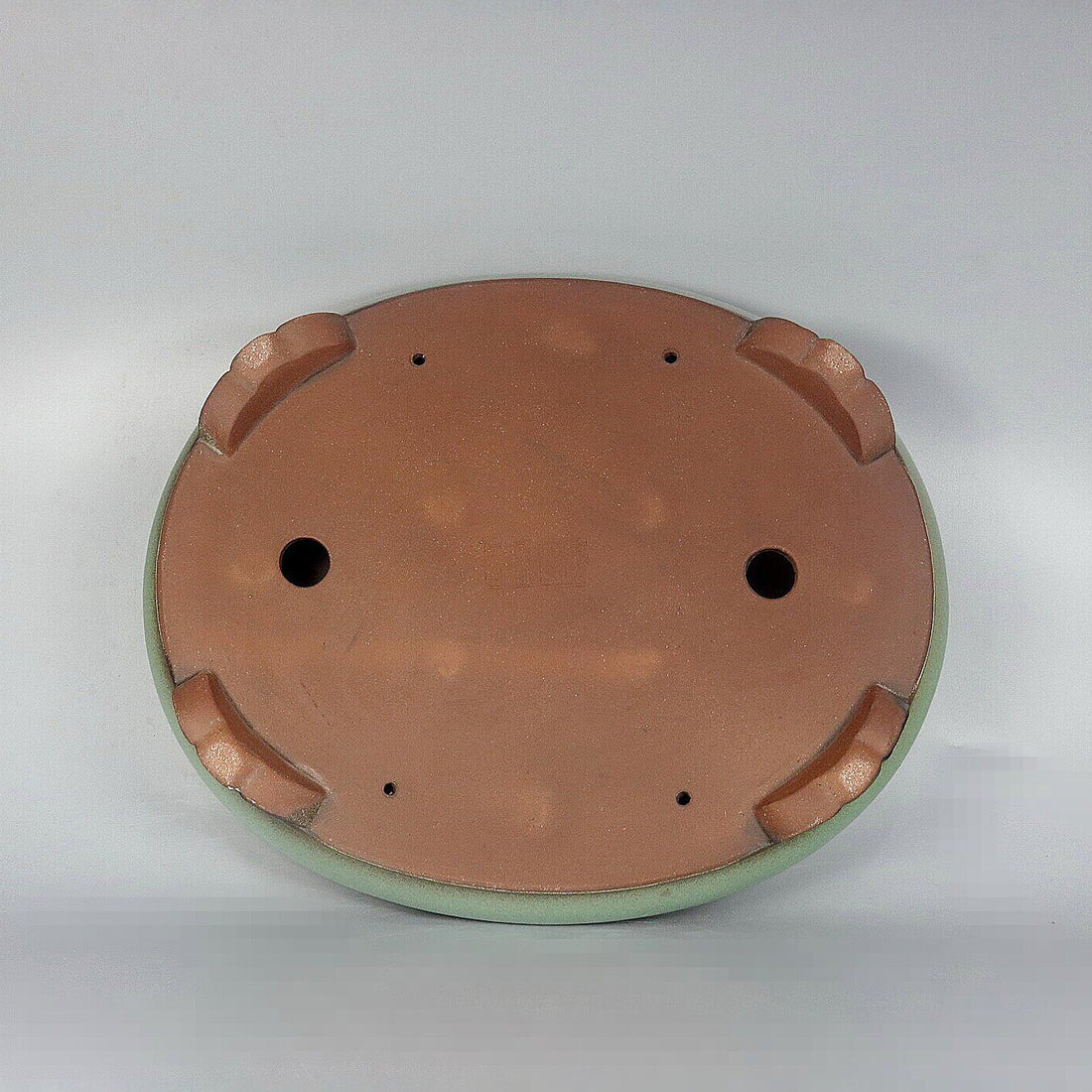 16.1 inch (41cm) Large Oval Green-Brown Dual Tone Shallow Bonsai Pot Forest Pot Bottom View
