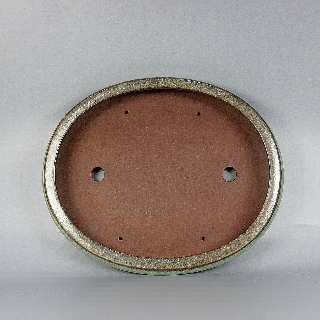 16.1 inch (41cm) Large Oval Green-Brown Dual Tone Shallow Bonsai Pot Forest Pot Inner View