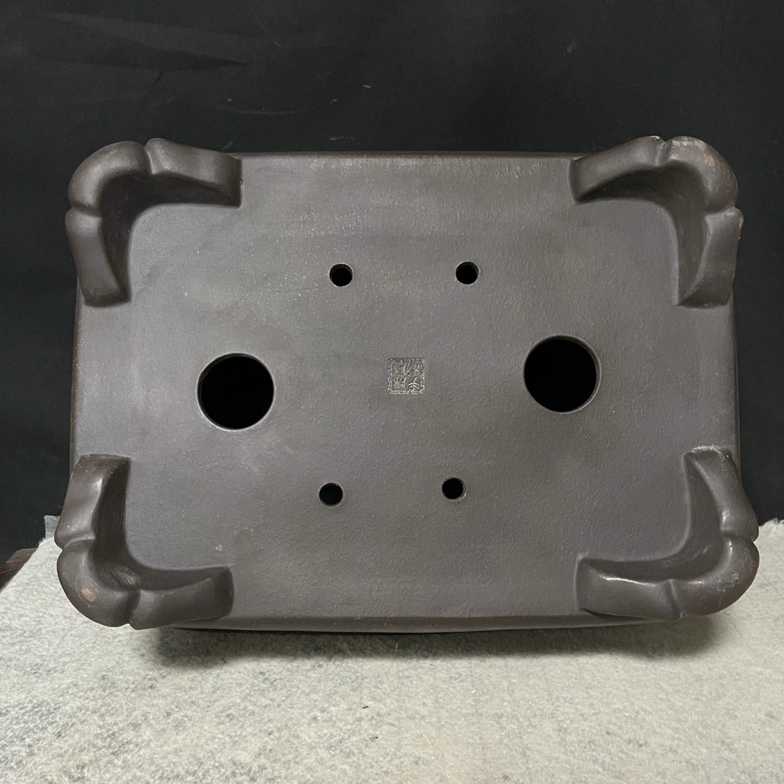 16.1 inch (41cm) Large Rectangular Antique Style Ceramic Unglazed Bonsai Pot Bottom View