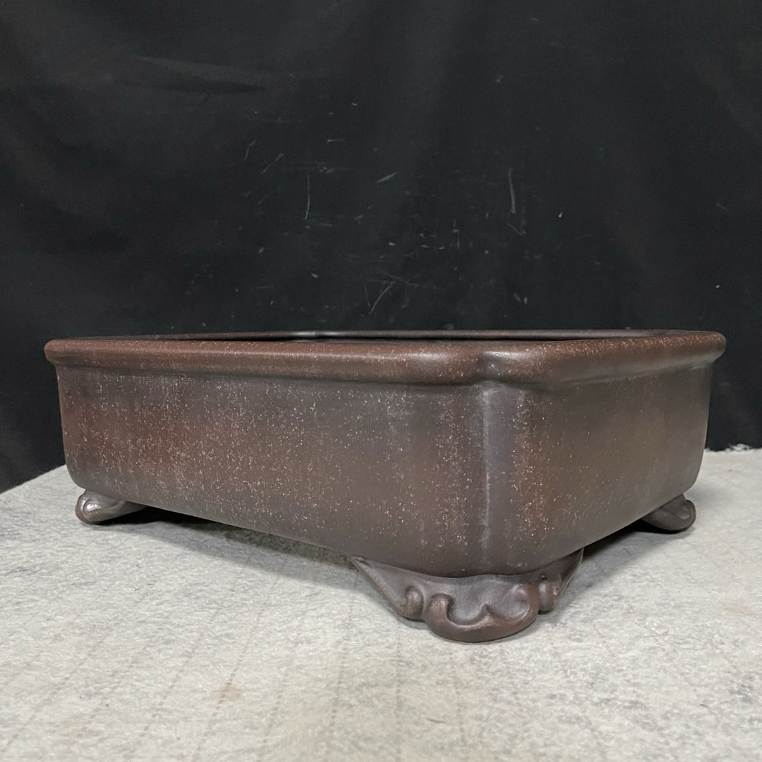 16.1 inch (41cm) Large Rectangular Antique Style Ceramic Unglazed Bonsai Pot Corner View