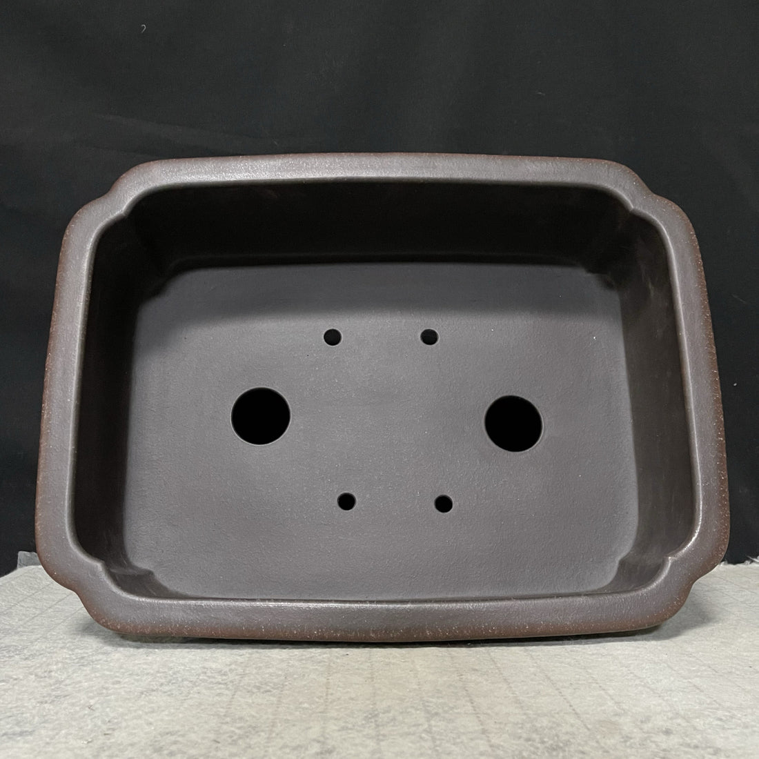 16.1 inch (41cm) Large Rectangular Antique Style Ceramic Unglazed Bonsai Pot Inner View