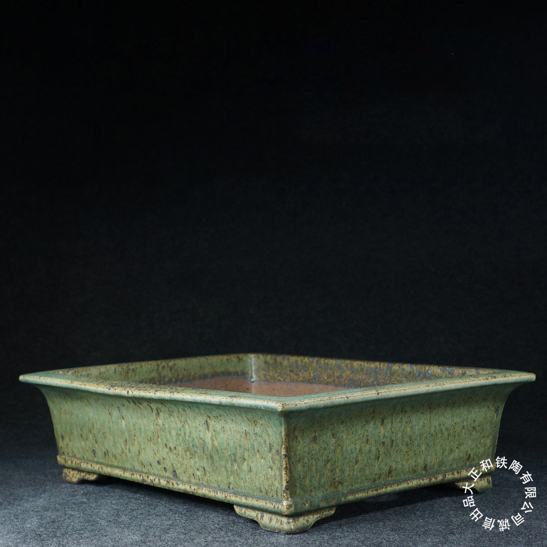 16.1 inch (41cm) Large Rectangular Dazhenghe Kiln Glaze Green Multi-Tone Bonsai Pot