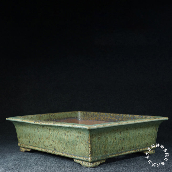 16.1 inch (41cm) Large Rectangular Dazhenghe Kiln Glaze Green Multi-Tone Bonsai Pot