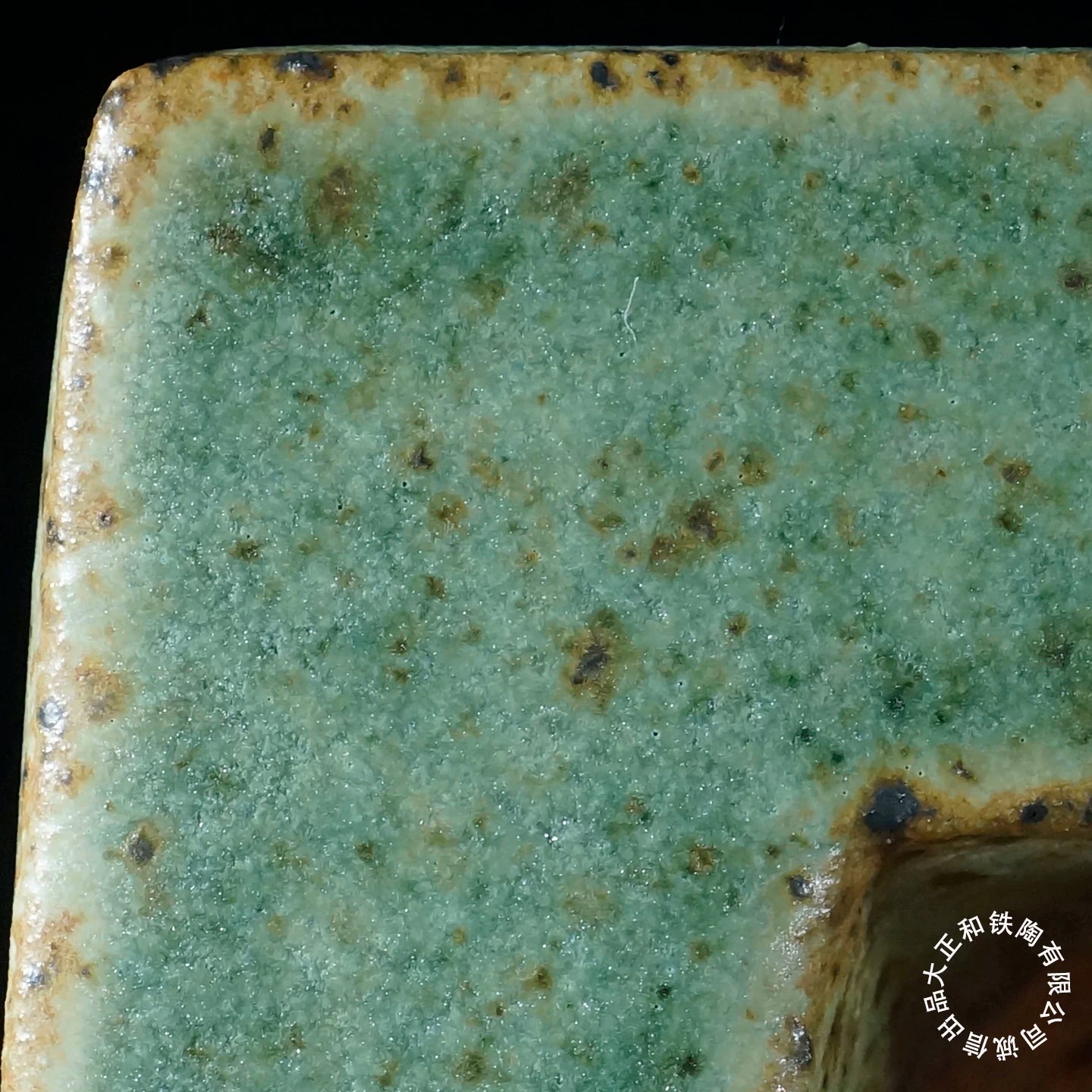 16.1 inch (41cm) Large Rectangular Dazhenghe Kiln Glaze Green Multi-Tone Bonsai Pot Close Shot