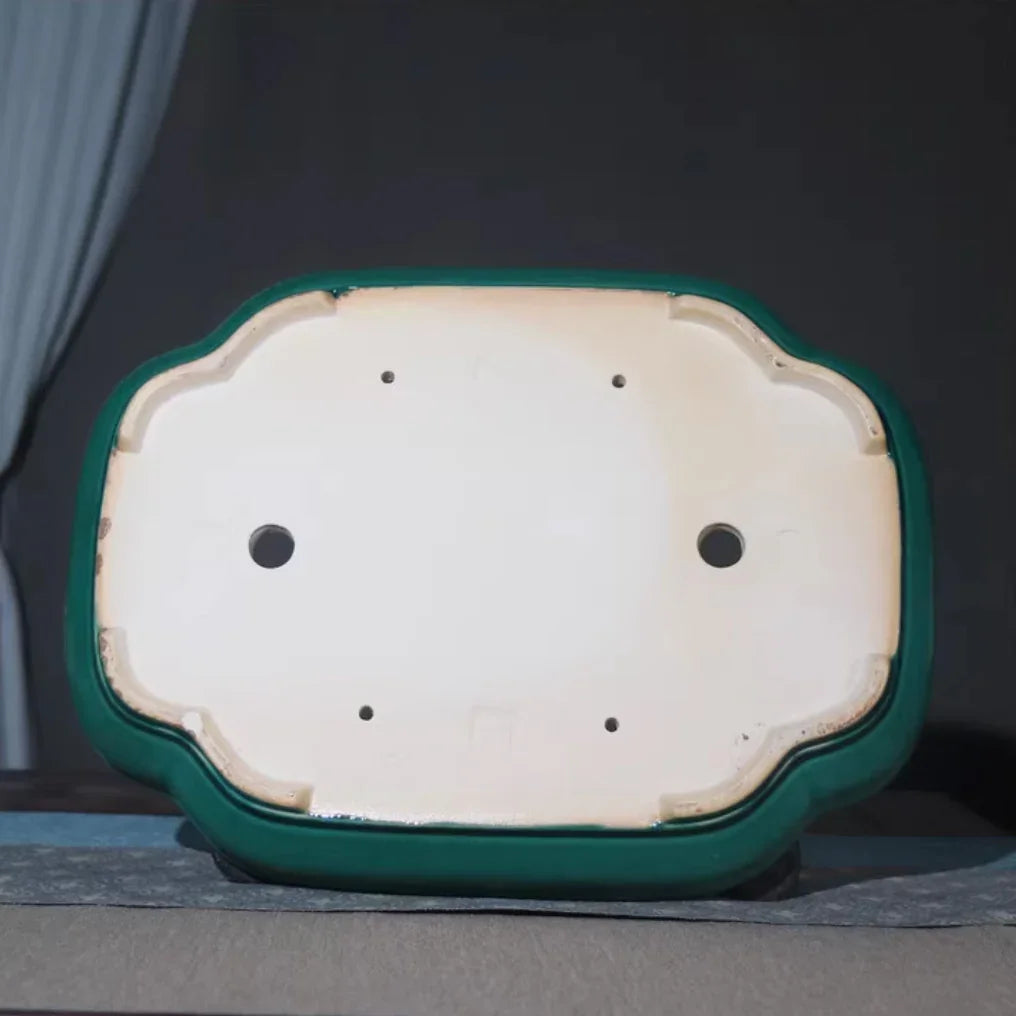 16.3 inch (41.5cm) Large Glazed Shallow Classic Forest Bonsai Pots Bottom View