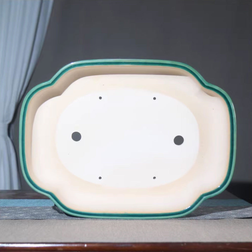 16.3 inch (41.5cm) Large Glazed Shallow Classic Forest Bonsai Pots Inner View