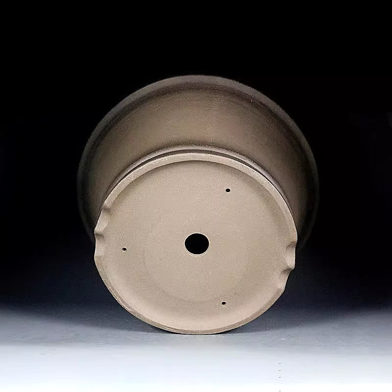 16.5 inch (42cm) Large 9 inch (23cm) Deep Round Beige Dual Tone Cascade/Semi Cascade Bonsai Pot Bottom View