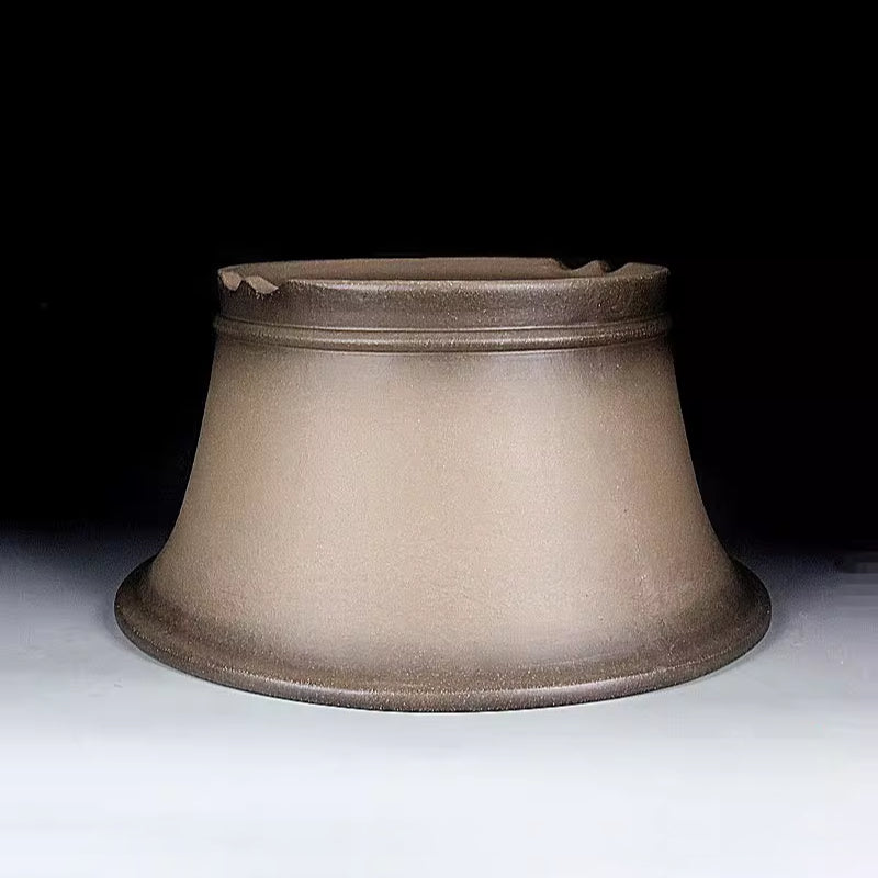 16.5 inch (42cm) Large 9 inch (23cm) Deep Round Beige Dual Tone Cascade/Semi Cascade Bonsai Pot Upside Down View