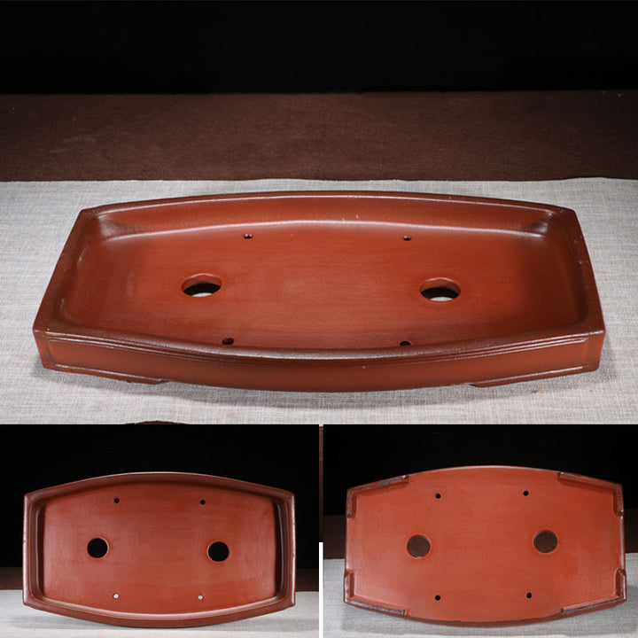 16.5 inch (42cm) Large Shallow Rectangular Bonsai Forest Pot w Curved Sides