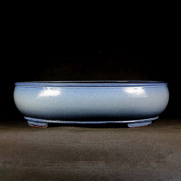 16.5 inch (42cm) Large Traditional Oval Blue Multi-Tone Glaze Bonsai Pot