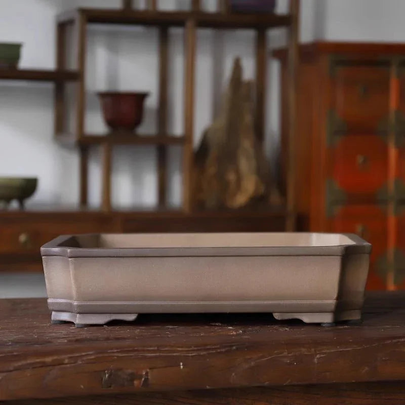 16.6" (42.3cm) Large Premium Yixing Clay Corner-Cut Bonsai Pot