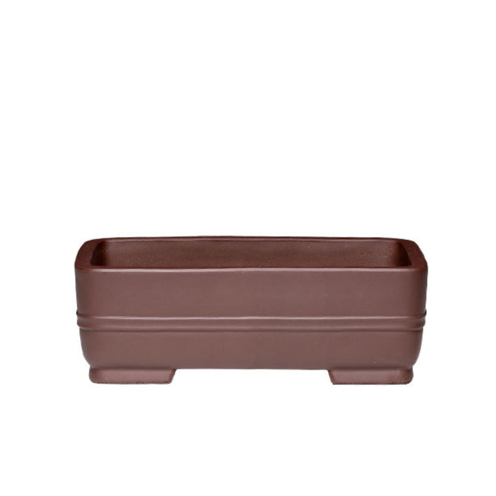 16.7" Large Rectangular Classic Bonsai Pot w Subtle Horizontal Ridges