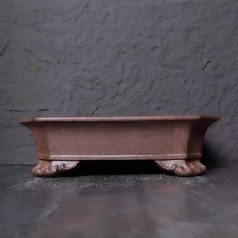 16.7 inch (42.5cm) Large Premium Rectangle Bonsai Pot w Ornate Cloud Feet