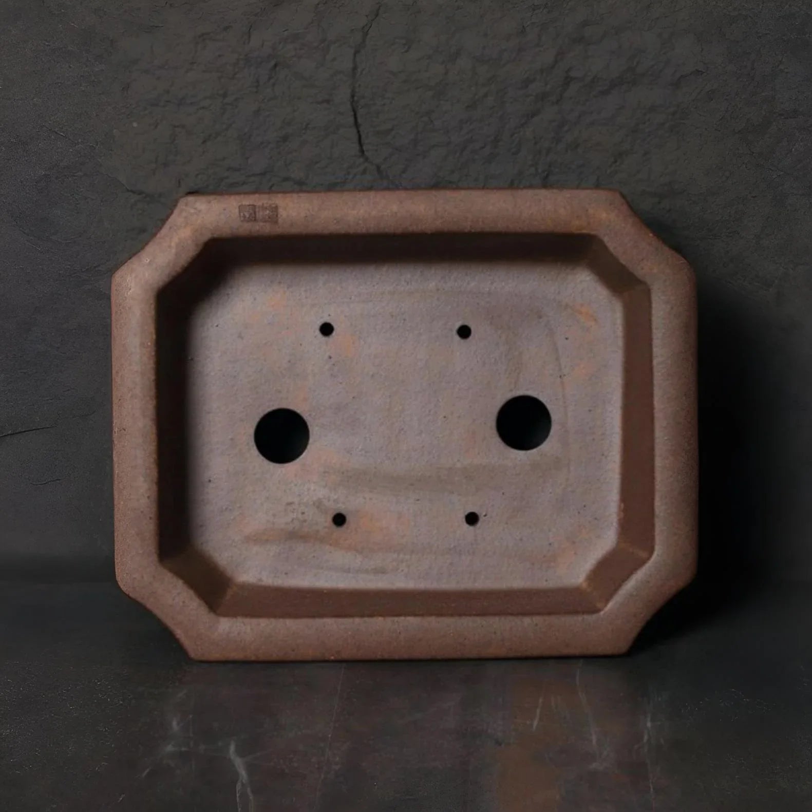 16.7 inch (42.5cm) Large Premium Rectangle Bonsai Pot w Ornate Cloud Feet Inner View