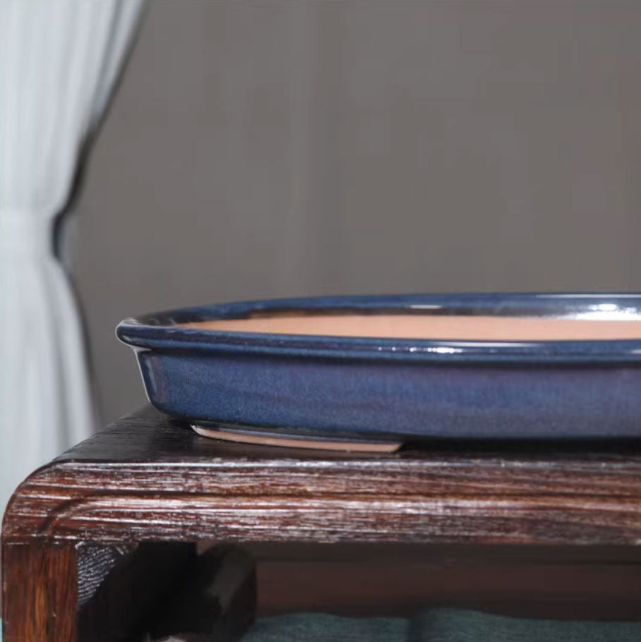 16.9" (43cm) Large Glazed Oval Classic Bonsai Forest Pot Close Shot