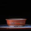16.9 inch (43cm) Large Oval Unglazed Bonsai Pots w Landscape Art Red Color