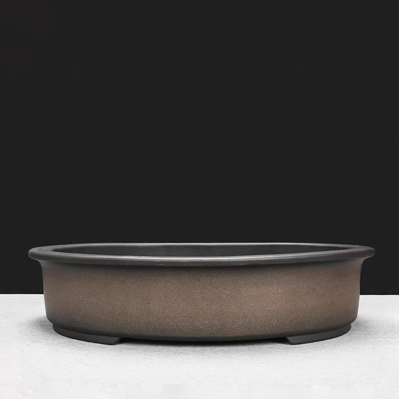 16.9 inch (43cm) Large Oval Dual Tone Antique Style Unglazed Bonsai Pot