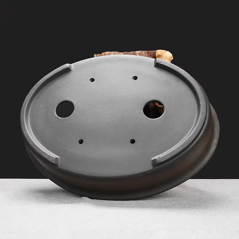 16.9 inch (43cm) Large Oval Dual Tone Antique Style Unglazed Bonsai Pot Bottom View