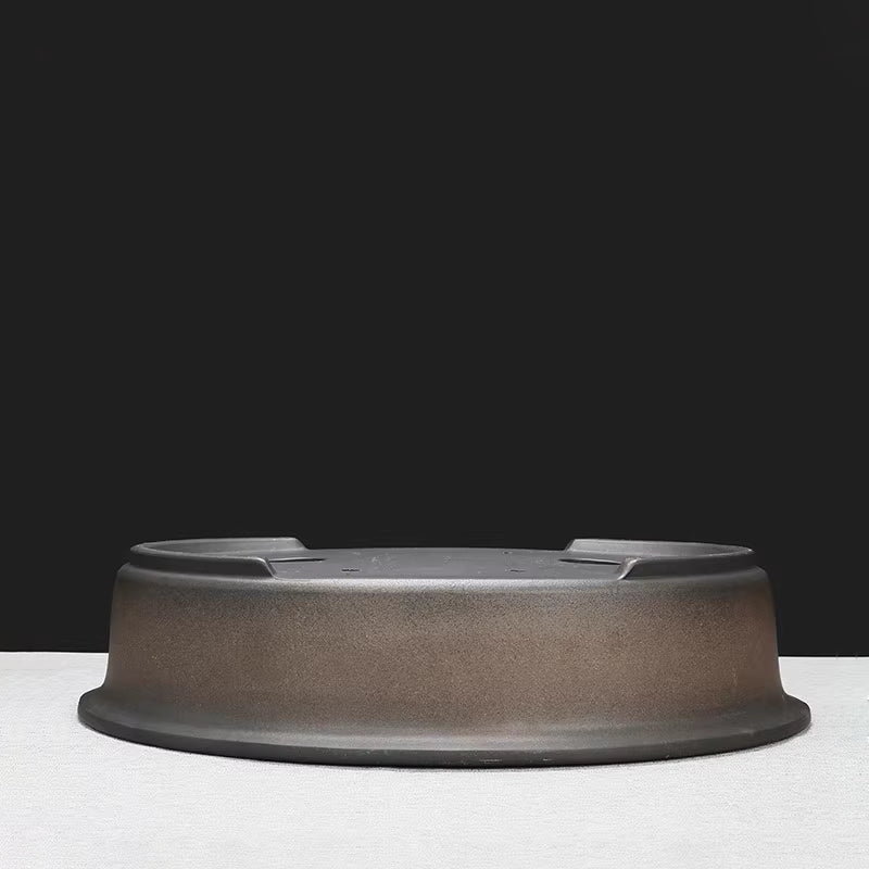 16.9 inch (43cm) Large Oval Dual Tone Antique Style Unglazed Bonsai Pot Upside Down View